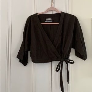 Dark Green Linen Top